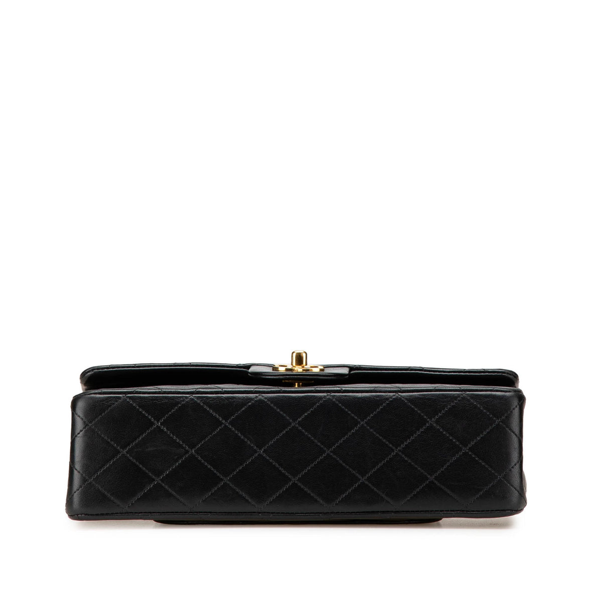 Second hand Chanel Vintage Classic Double Flap Medium Lambskin Leather Matelassè Shoulder Bag Black - Tabita Bags