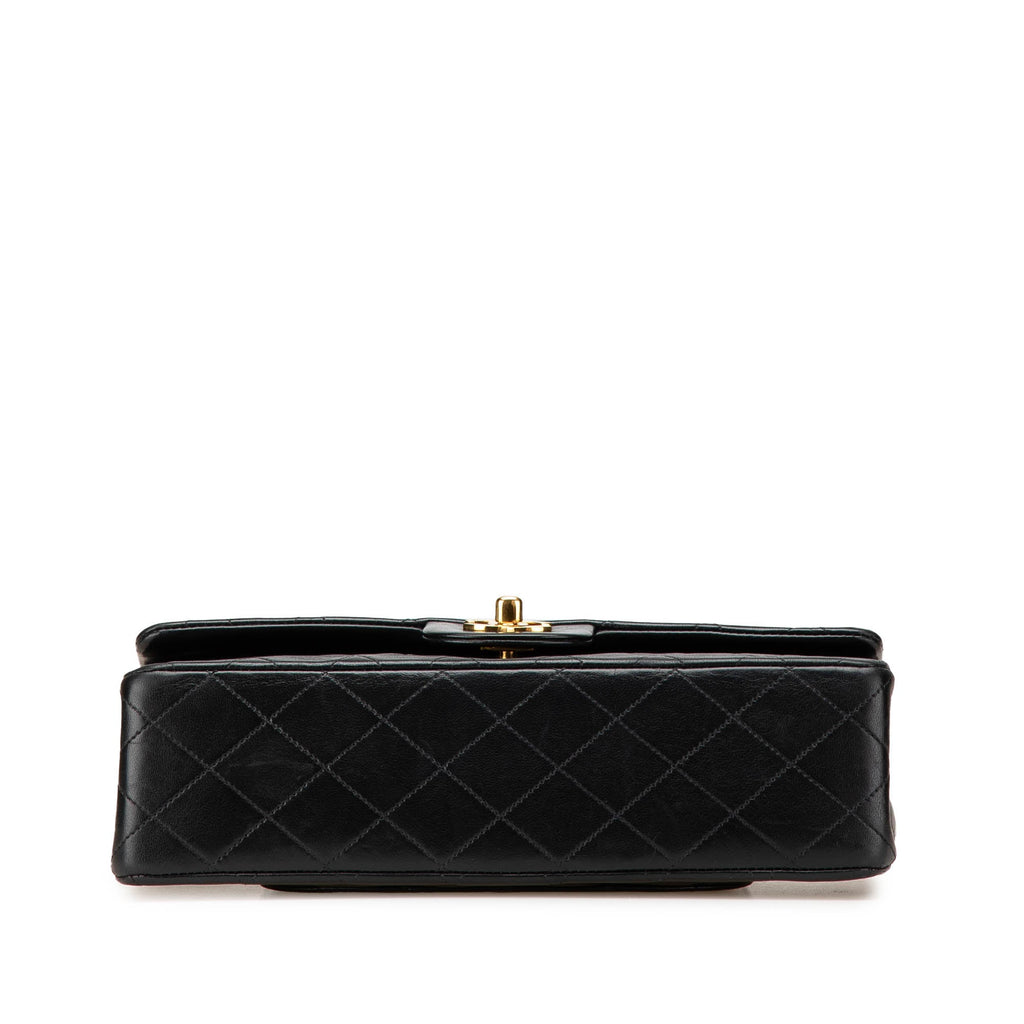 Second hand Chanel Vintage Classic Double Flap Medium Lambskin Leather Matelassè Shoulder Bag Black - Tabita Bags