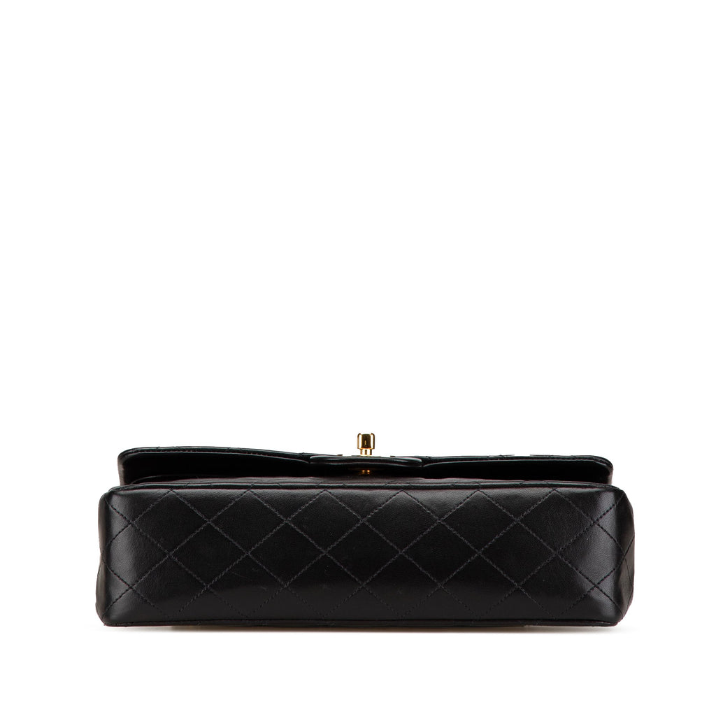 Second hand Chanel Vintage Classic Double Flap Medium Lambskin Leather Matelassè Shoulder Bag Black - Tabita Bags