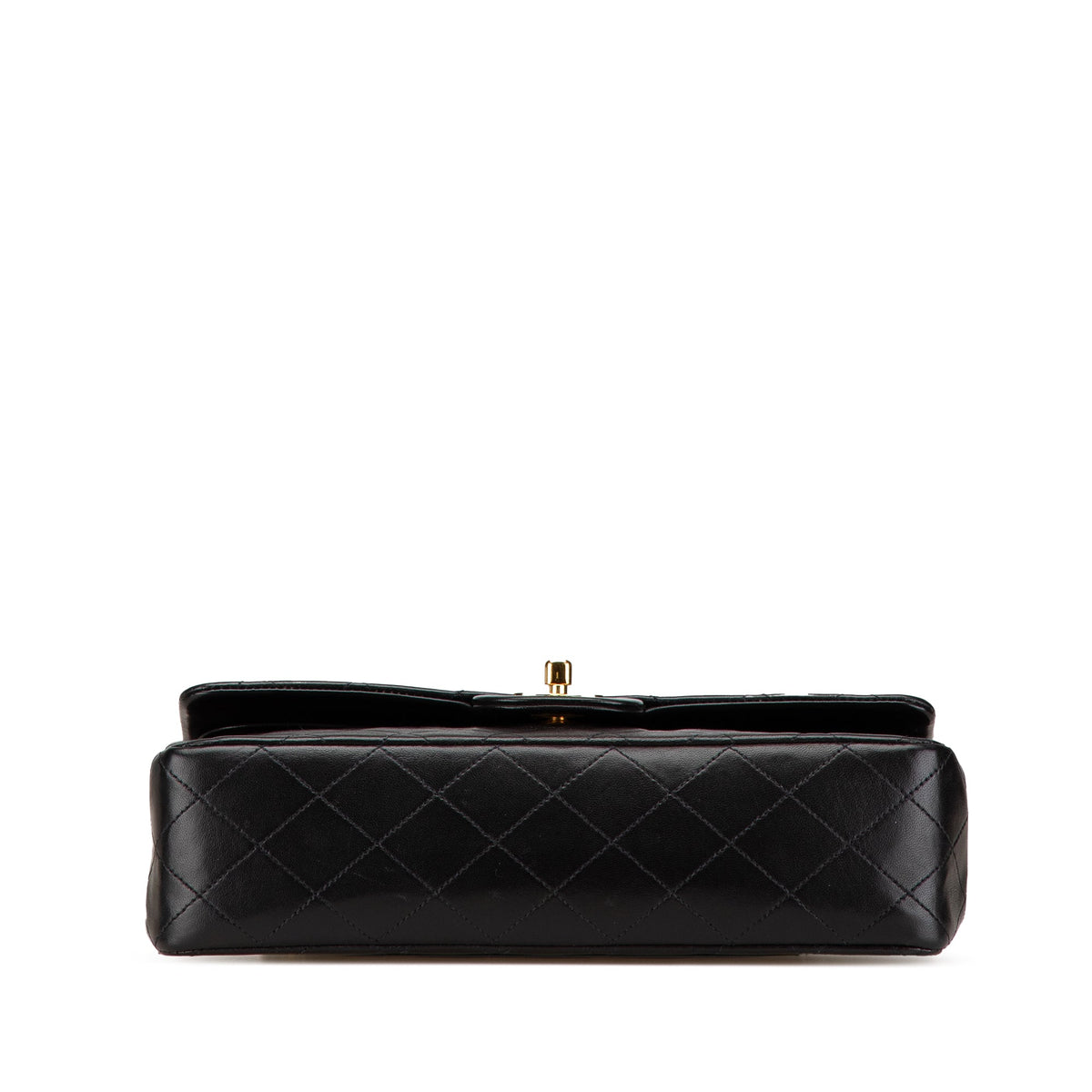 Second hand Chanel Vintage Classic Double Flap Medium Lambskin Leather Matelassè Shoulder Bag Black - Tabita Bags