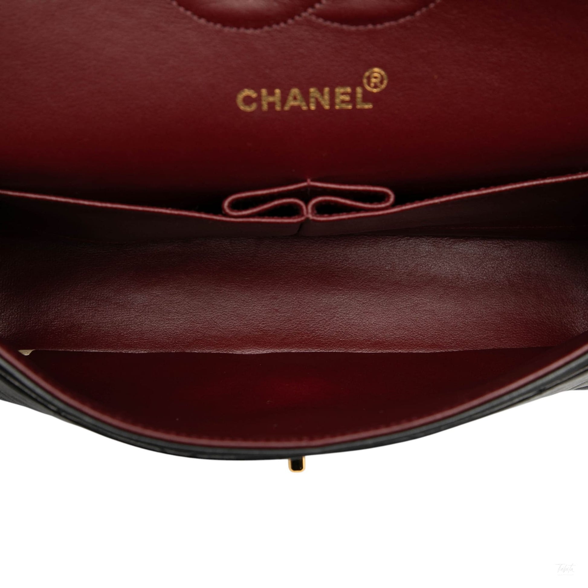 Second hand Chanel Vintage Classic Double Flap Medium Lambskin Leather Matelassè Shoulder Bag Black - Tabita Bags