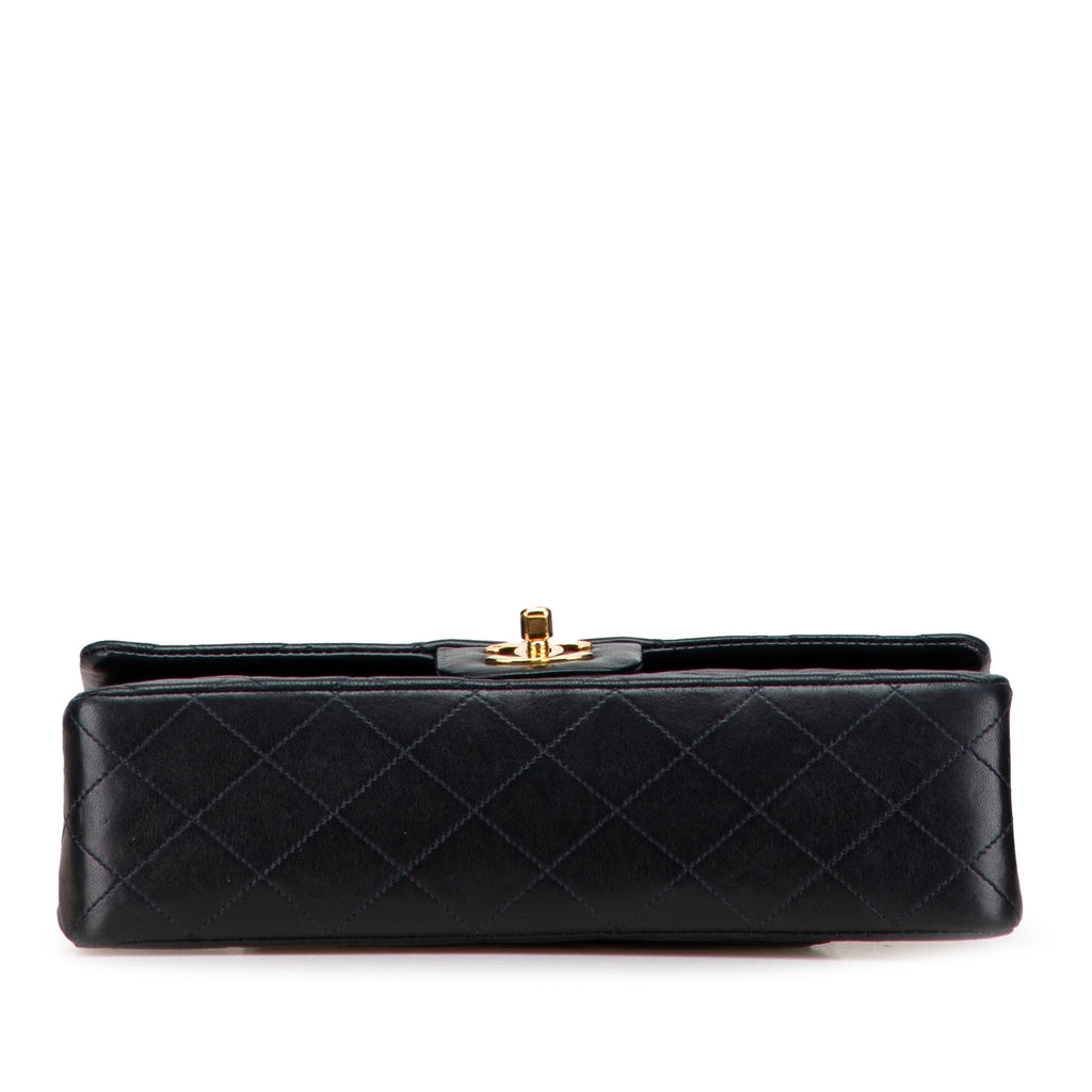 Second hand Chanel Vintage Classic Double Flap Medium Lambskin Leather Matelassè Shoulder Bag Black - Tabita Bags
