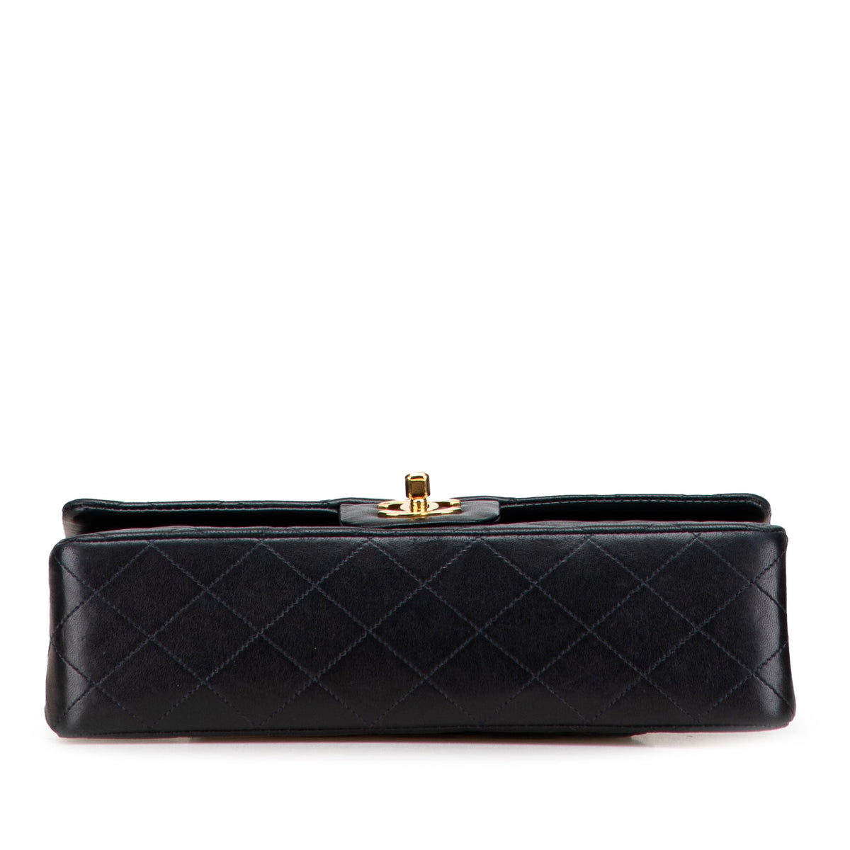 Second hand Chanel Vintage Classic Double Flap Medium Lambskin Leather Matelassè Shoulder Bag Black - Tabita Bags