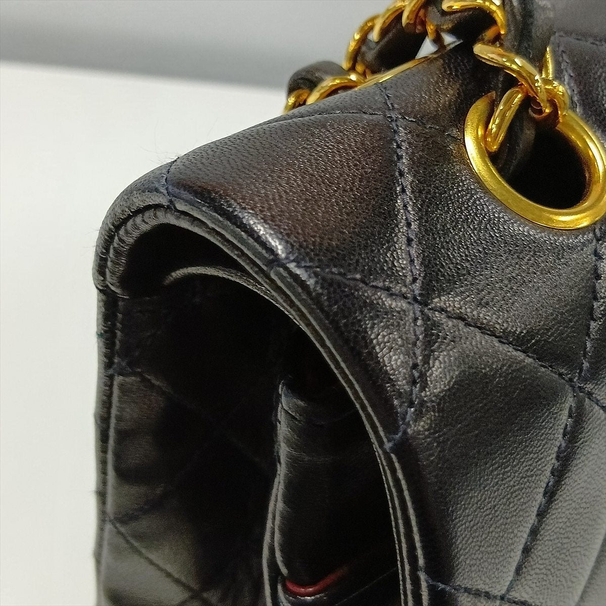 Second hand Chanel Vintage Classic Double Flap Medium Lambskin Leather Matelassè Shoulder Bag Black - Tabita Bags
