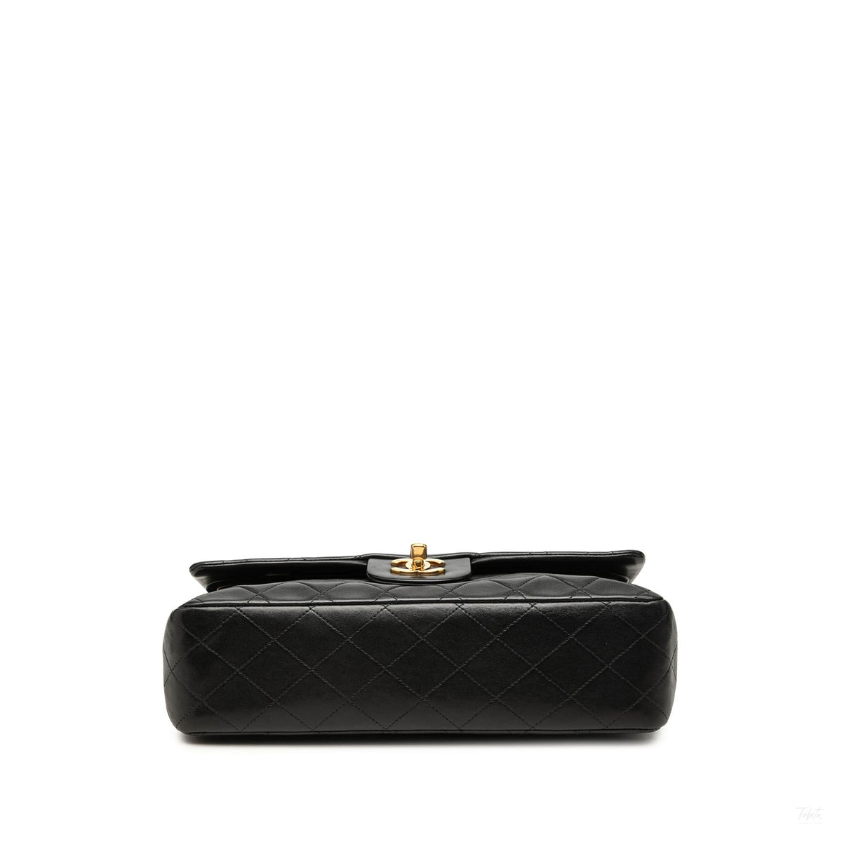 Second hand Chanel Vintage Classic Double Flap Medium Lambskin Leather Matelassè Shoulder Bag Black - Tabita Bags