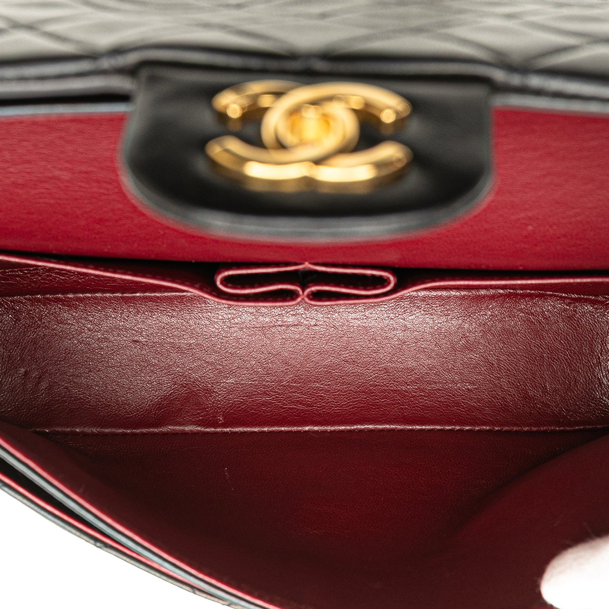 Second hand Chanel Vintage Classic Double Flap Medium Lambskin Leather Matelassè Shoulder Bag Black - Tabita Bags