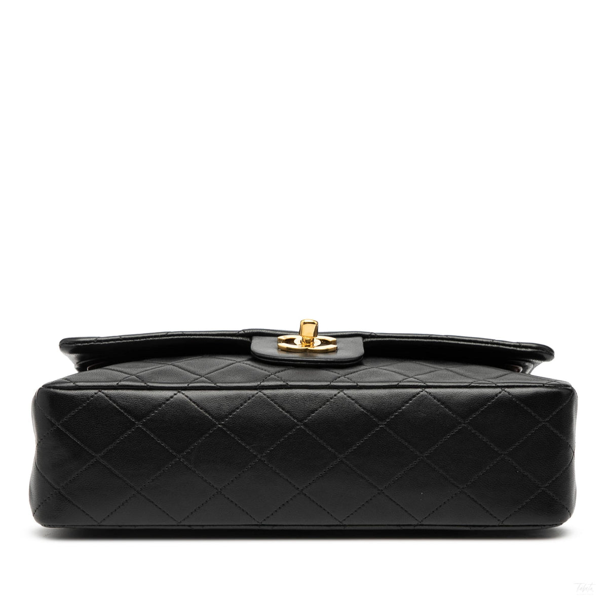 Second hand Chanel Vintage Classic Double Flap Medium Lambskin Leather Matelassè Shoulder Bag Black - Tabita Bags