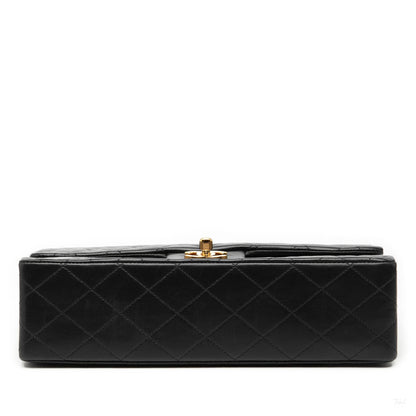 Second hand Chanel Vintage Classic Double Flap Medium Lambskin Leather Matelassè Shoulder Bag Black - Tabita Bags