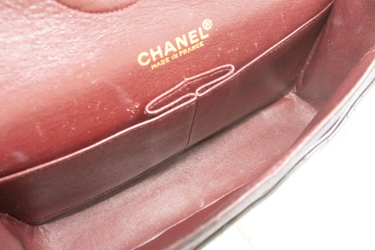 Second hand Chanel Vintage Classic Double Flap Medium Lambskin Leather Matelassè Shoulder Bag Black - Tabita Bags
