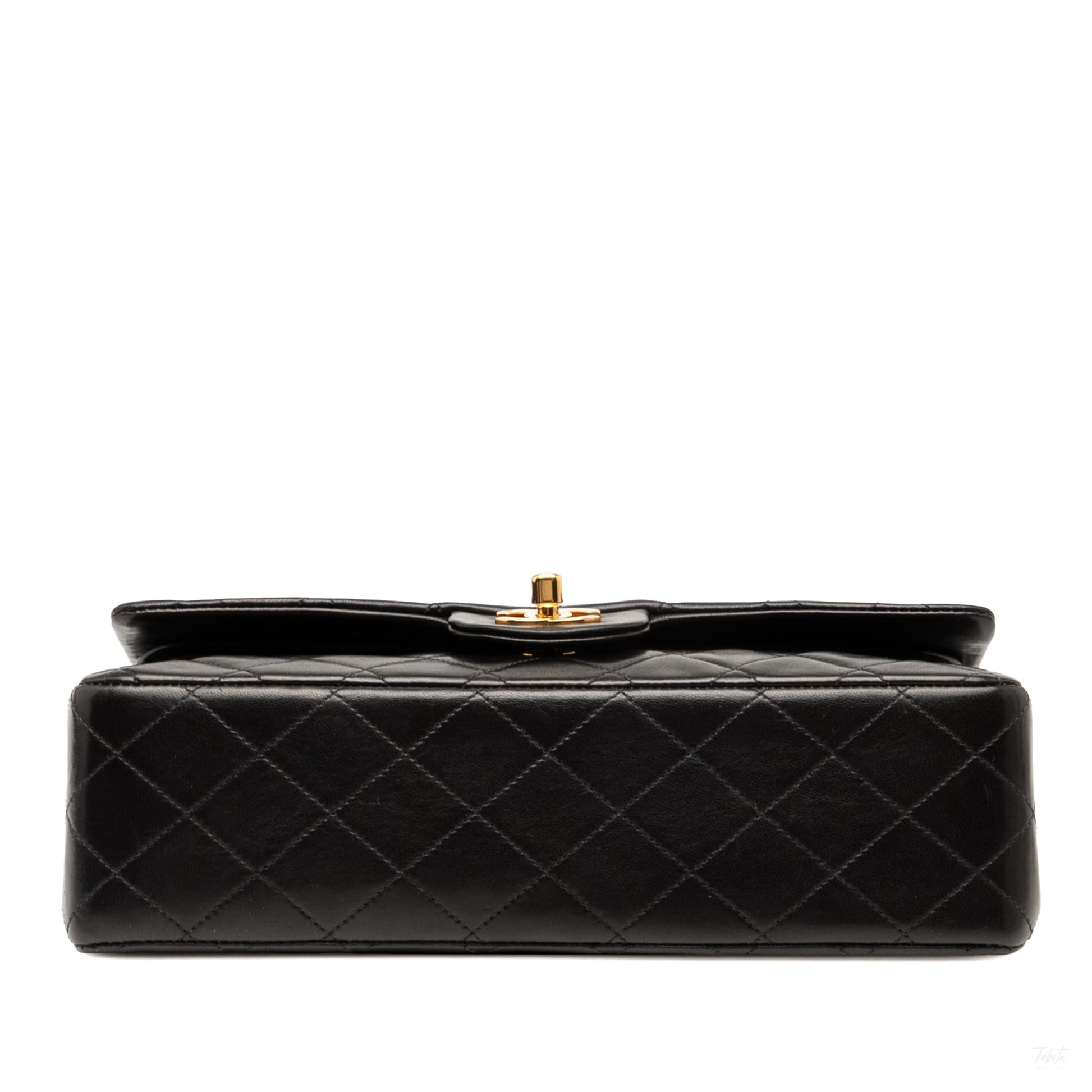 Second hand Chanel Vintage Classic Double Flap Medium Lambskin Leather Matelassè Shoulder Bag Black - Tabita Bags