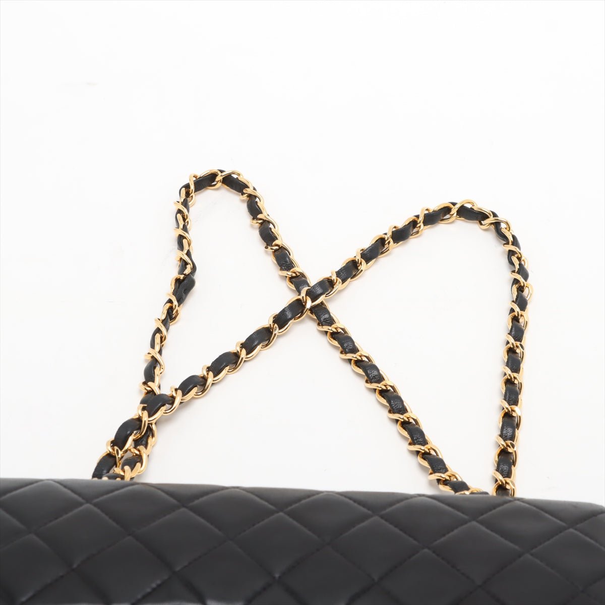 Second hand Chanel Vintage Classic Double Flap Small Lambskin Leather Matelassè Shoulder Bag Black - Tabita Bags