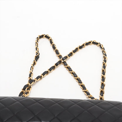 Second hand Chanel Vintage Classic Double Flap Small Lambskin Leather Matelassè Shoulder Bag Black - Tabita Bags