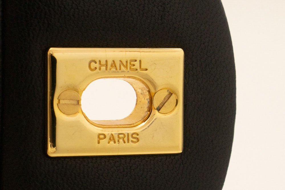 Second hand Chanel Vintage Classic Double Flap Square Lambskin Leather Matelassè Shoulder Bag Black - Tabita Bags