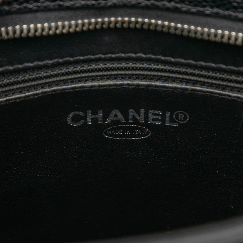 Second hand Chanel Vintage Medallion Caviar Leather Quilted Tote Handbag Black - Tabita Bags