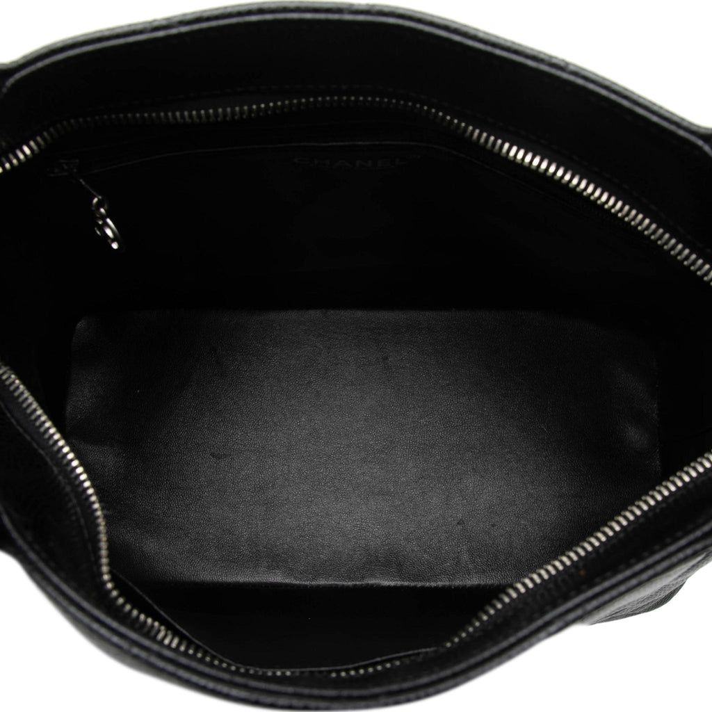 Second hand Chanel Vintage Medallion Caviar Leather Quilted Tote Handbag Black - Tabita Bags