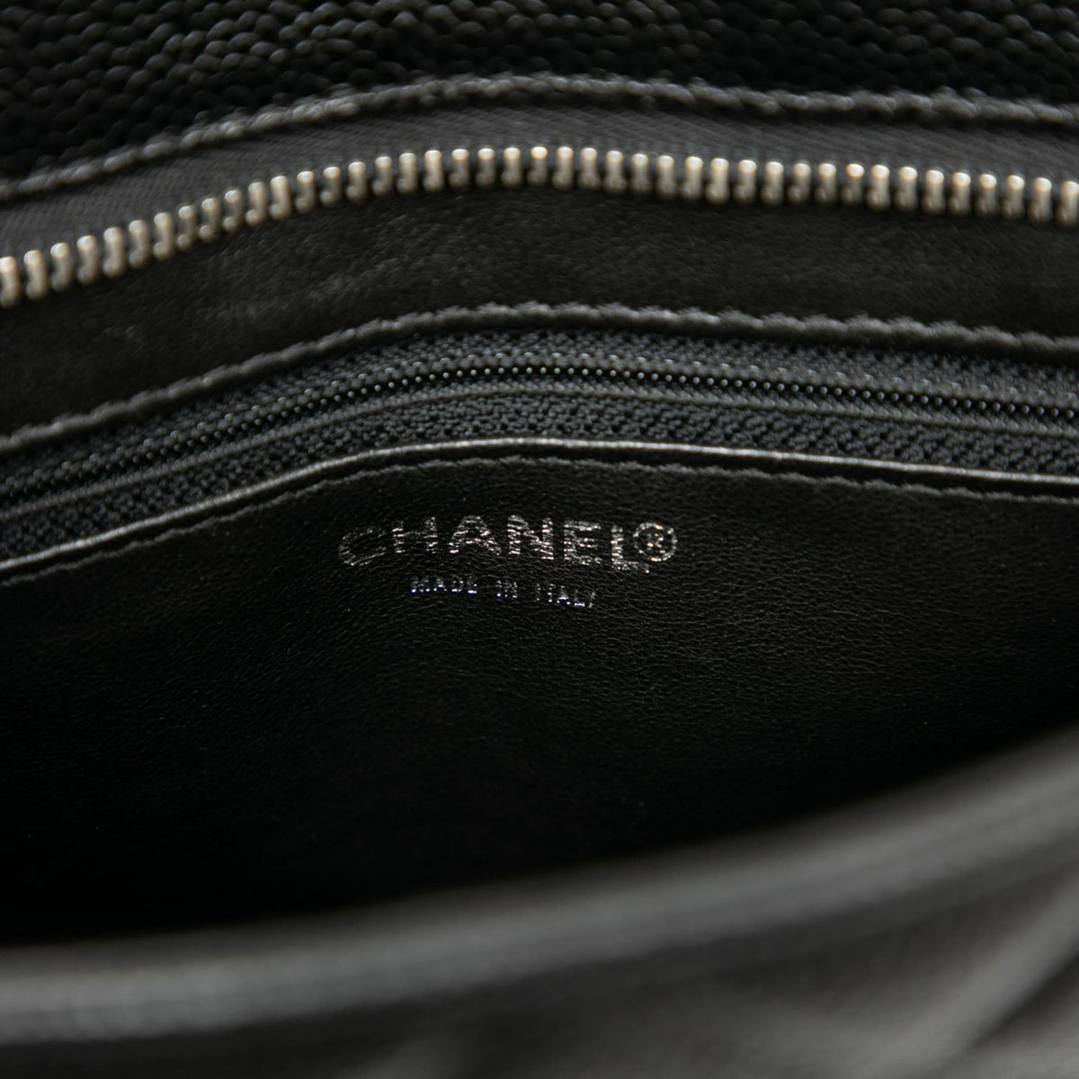 Second hand Chanel Vintage Medallion Caviar Leather Quilted Tote Handbag Black - Tabita Bags