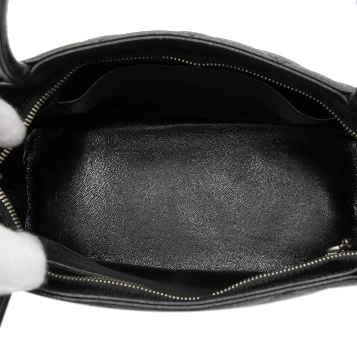 Second hand Chanel Vintage Medallion Caviar Leather Quilted Tote Handbag Black - Tabita Bags