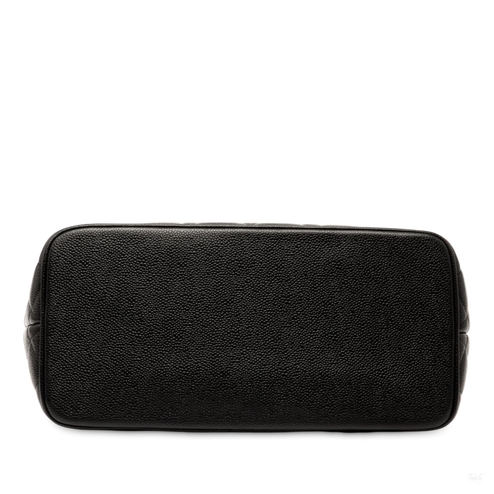 Second hand Chanel Vintage Medallion Caviar Leather Quilted Tote Handbag Black - Tabita Bags