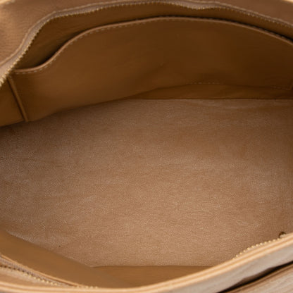 Second hand Chanel Vintage Medallion Caviar Leather Quilted Tote Handbag Brown - Tabita Bags