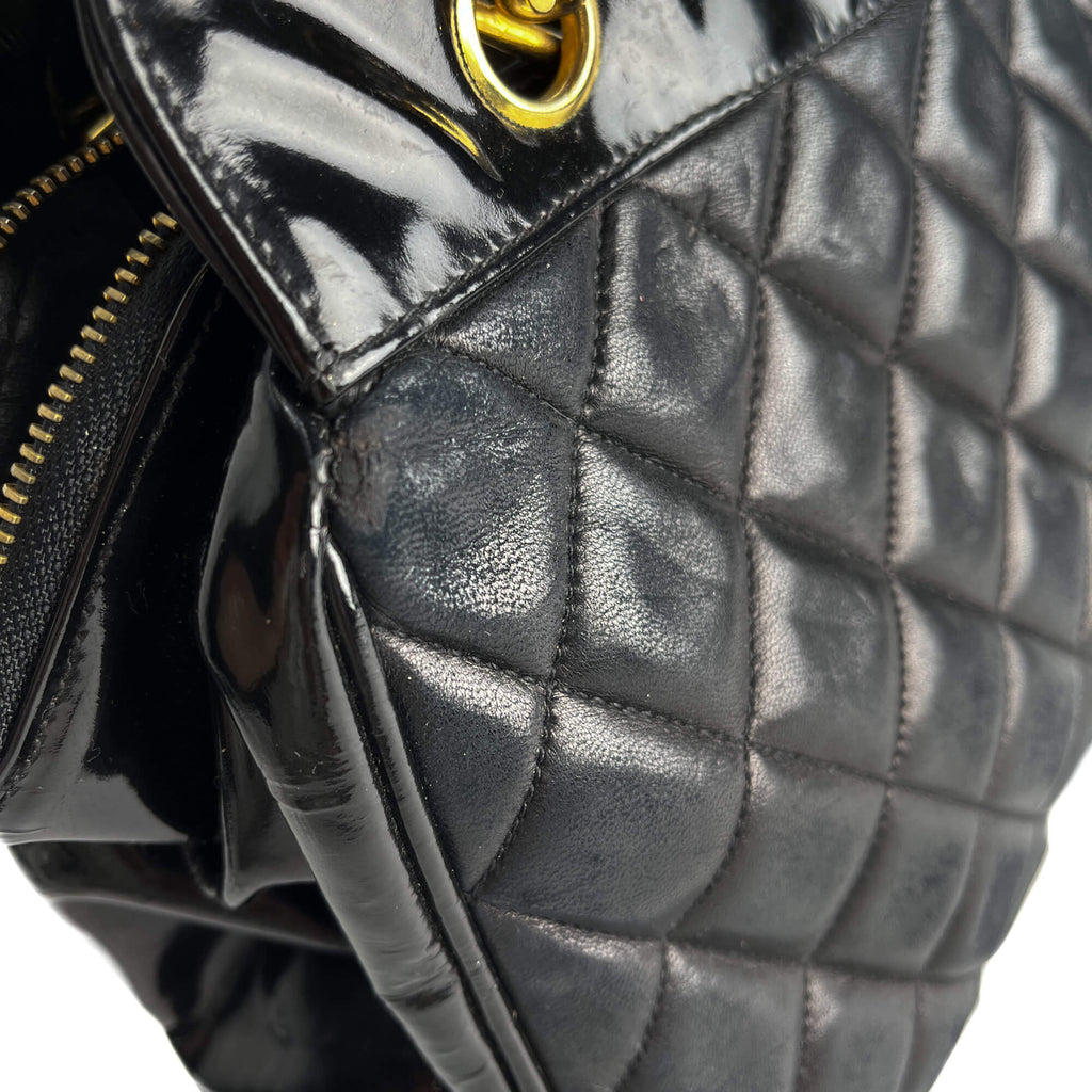 Second hand Chanel Vintage Shoulder Quilted Lambskin Trunk Handbag Black - Tabita Bags