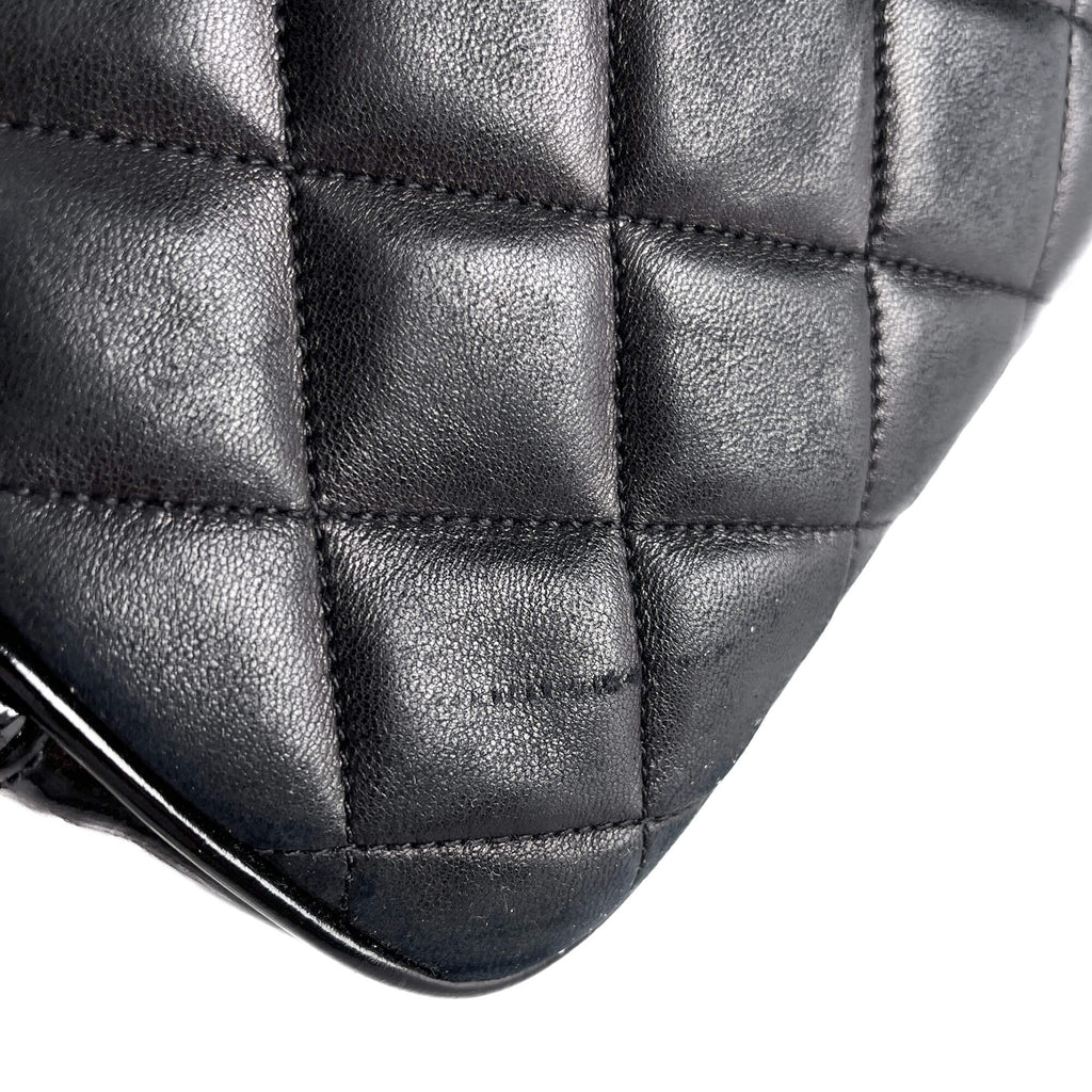 Second hand Chanel Vintage Shoulder Quilted Lambskin Trunk Handbag Black - Tabita Bags