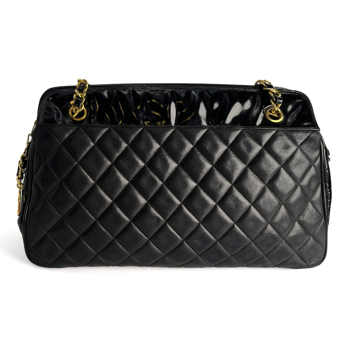 Second hand Chanel Vintage Shoulder Quilted Lambskin Trunk Handbag Black - Tabita Bags