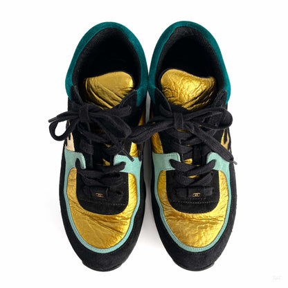 Second hand Chanel Wmns Suede Sneakers 38 Turquoise & Gold - Tabita Bags