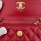 Second hand Chanel WOC Camellia Quilted Caviar Leather Flap Bag Red - Tabita Bags