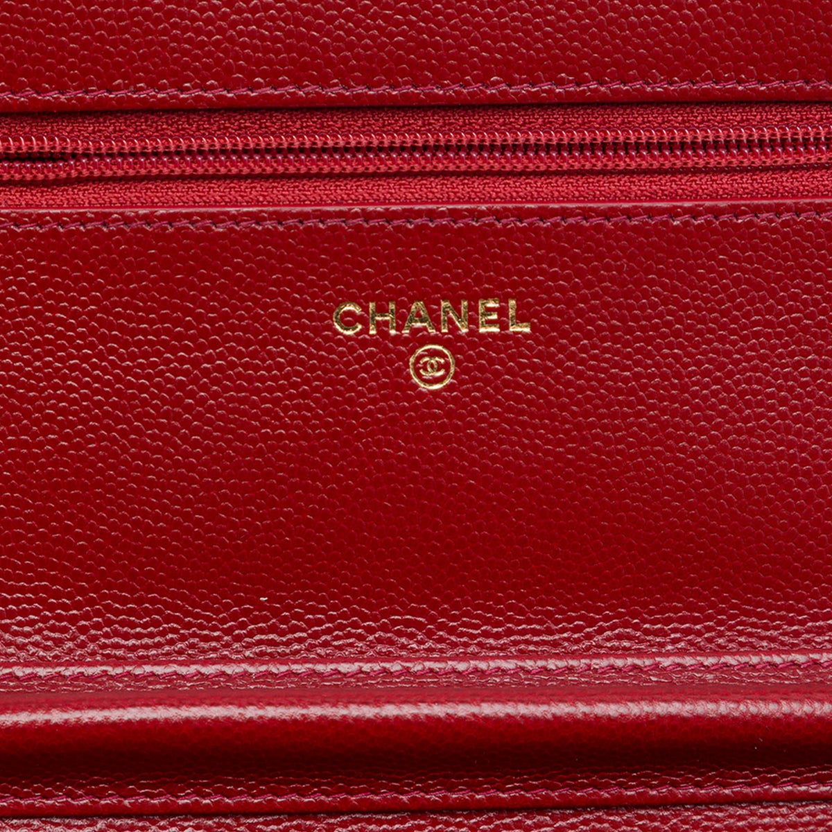 Second hand Chanel WOC Caviar Leather Golden Class Quilted Flap Crossbody Red - Tabita Bags