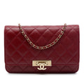 Second hand Chanel WOC Caviar Leather Golden Class Quilted Flap Crossbody Red - Tabita Bags
