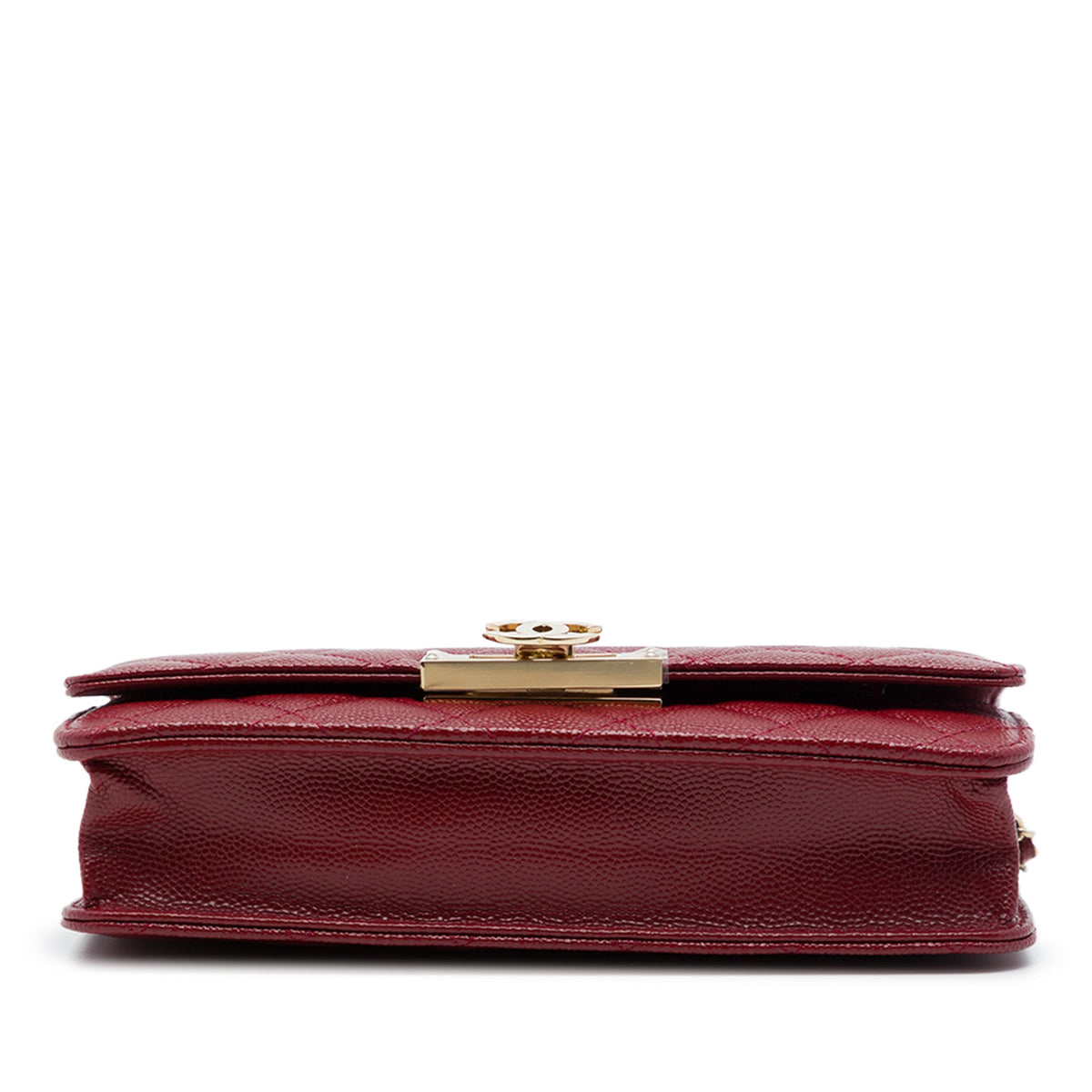 Second hand Chanel WOC Caviar Leather Golden Class Quilted Flap Crossbody Red - Tabita Bags