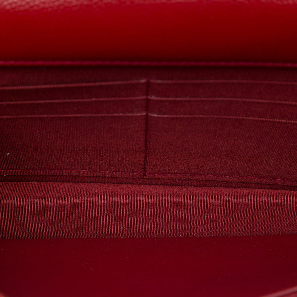 Second hand Chanel WOC Caviar Leather Golden Class Quilted Flap Crossbody Red - Tabita Bags