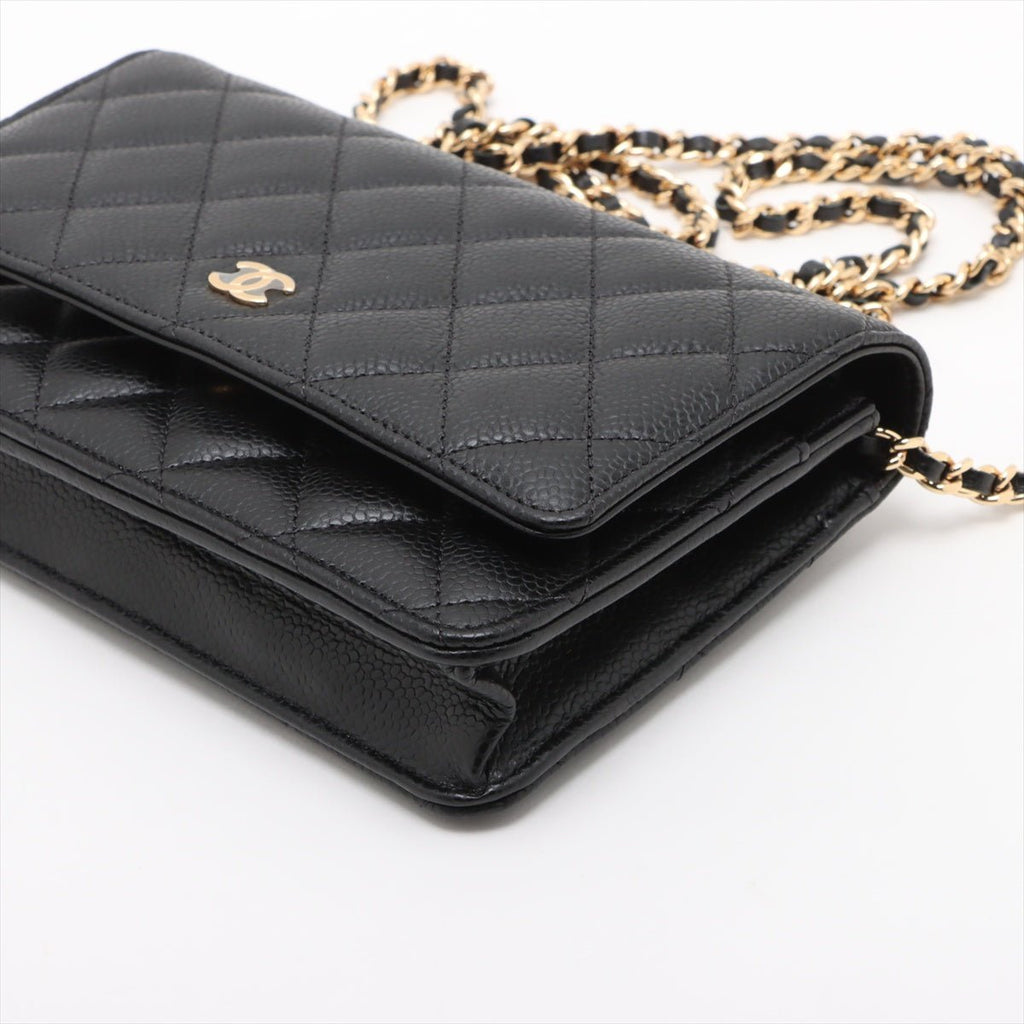 Second hand Chanel WOC Caviar Leather Quilted Flap Crossbody Black - Tabita Bags