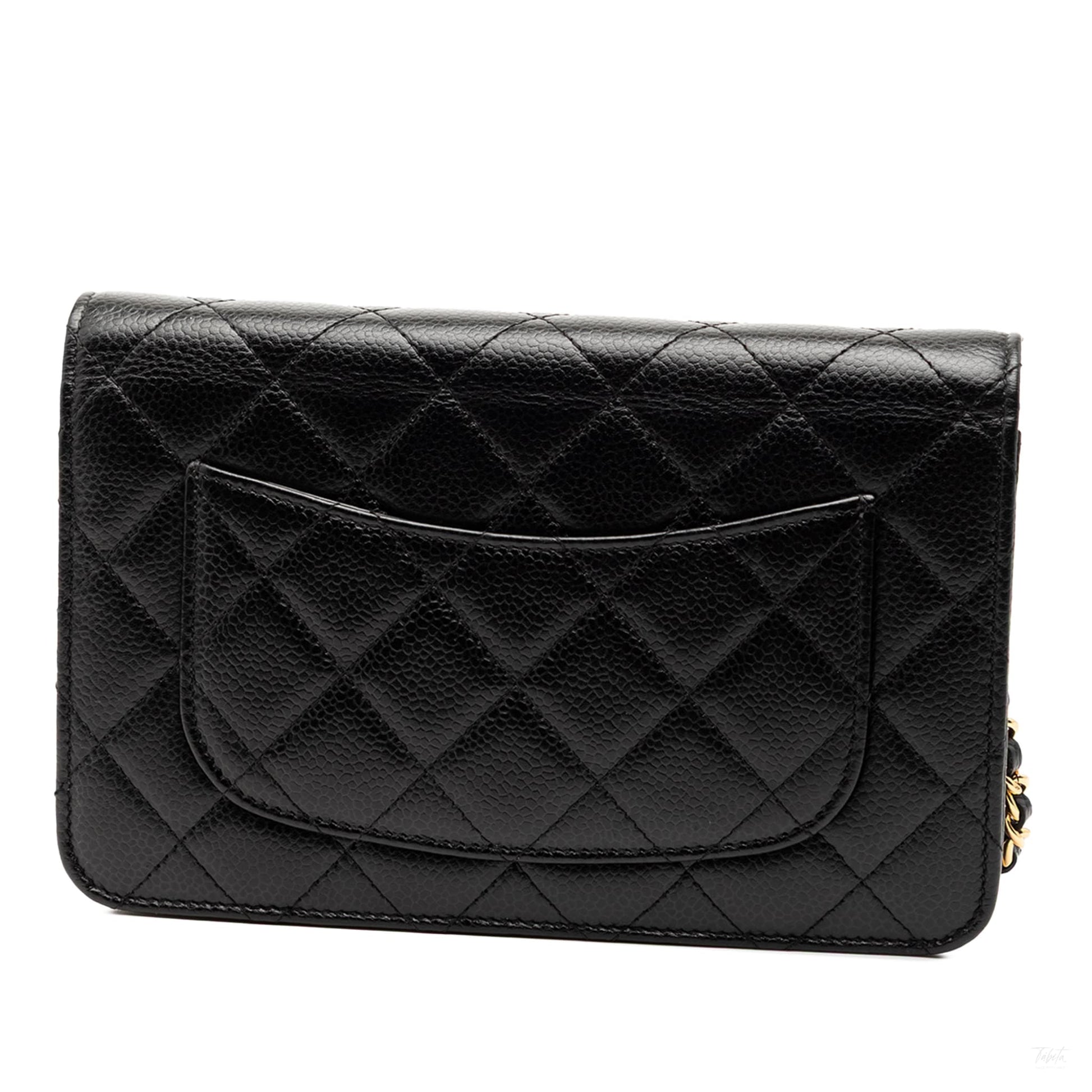 Second hand Chanel WOC Caviar Leather Quilted Flap Crossbody Black - Tabita Bags