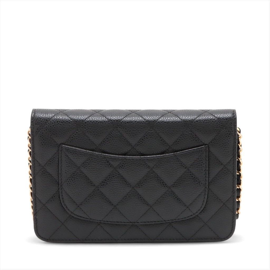 Second hand Chanel WOC Caviar Leather Quilted Flap Crossbody Black - Tabita Bags