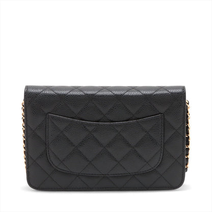 Second hand Chanel WOC Caviar Leather Quilted Flap Crossbody Black - Tabita Bags