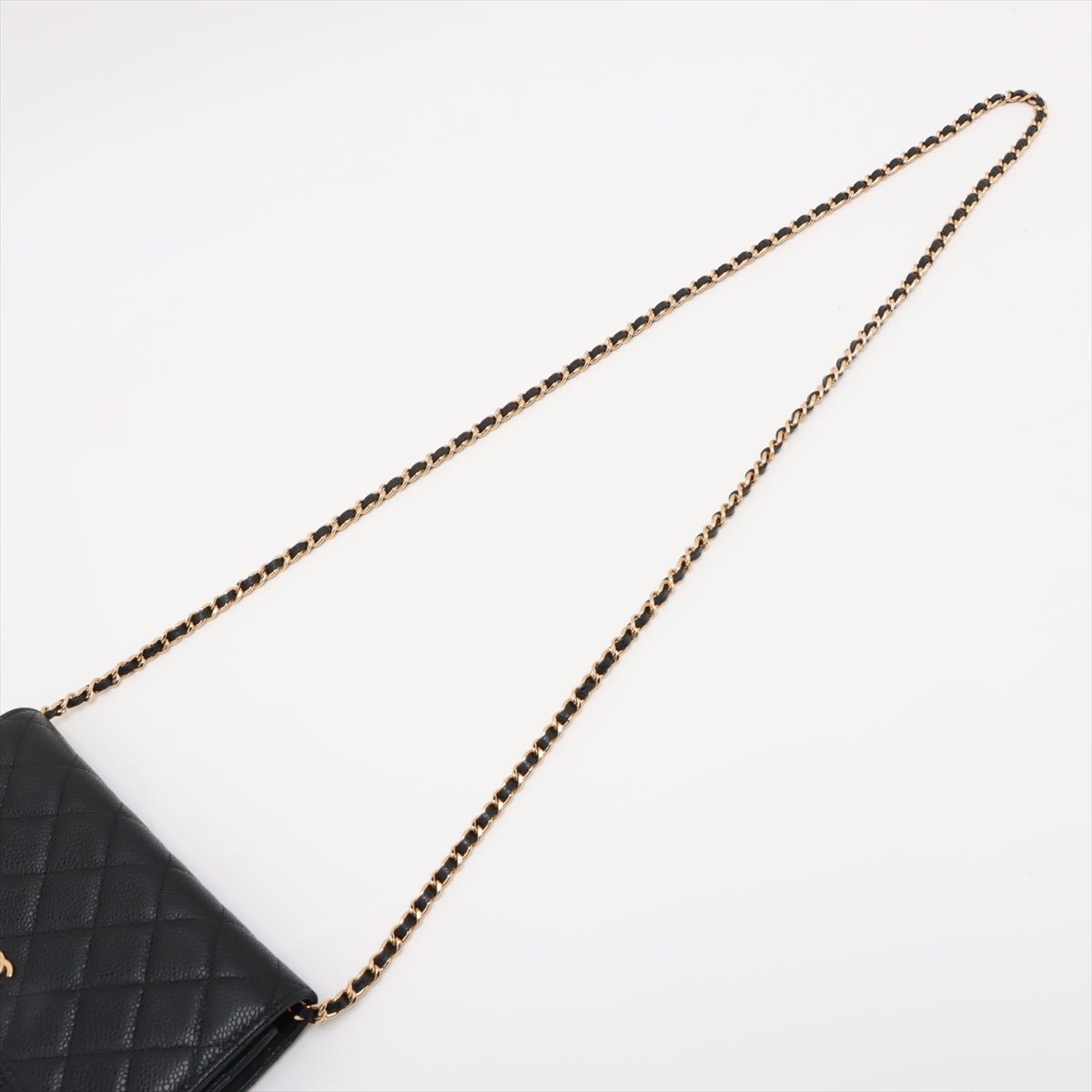 Second hand Chanel WOC Caviar Leather Quilted Flap Crossbody Black - Tabita Bags