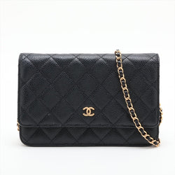 Second hand Chanel WOC Caviar Leather Quilted Flap Crossbody Black - Tabita Bags