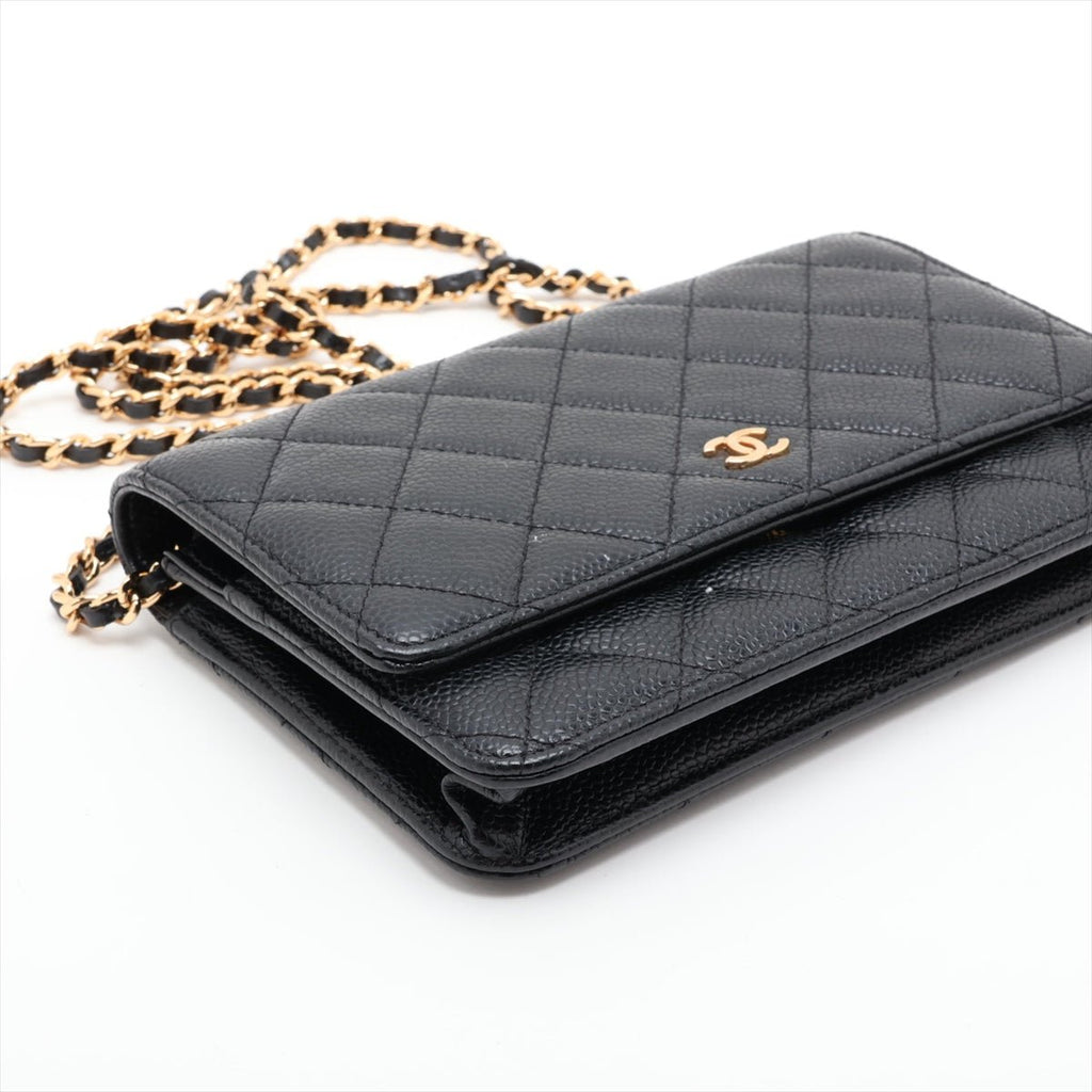 Second hand Chanel WOC Caviar Leather Quilted Flap Crossbody Black - Tabita Bags