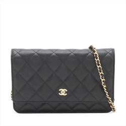 Second hand Chanel WOC Caviar Leather Quilted Flap Crossbody Black - Tabita Bags