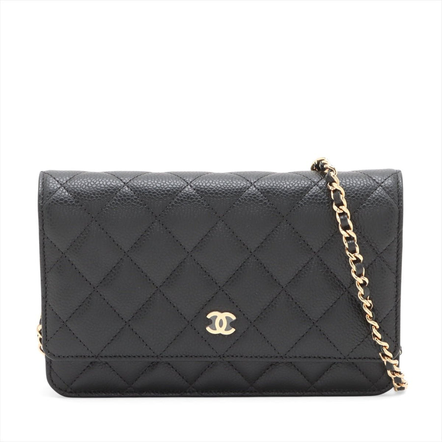 Second hand Chanel WOC Caviar Leather Quilted Flap Crossbody Black - Tabita Bags