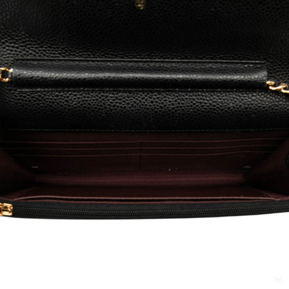 Second hand Chanel WOC Caviar Leather Quilted Flap Crossbody Black - Tabita Bags