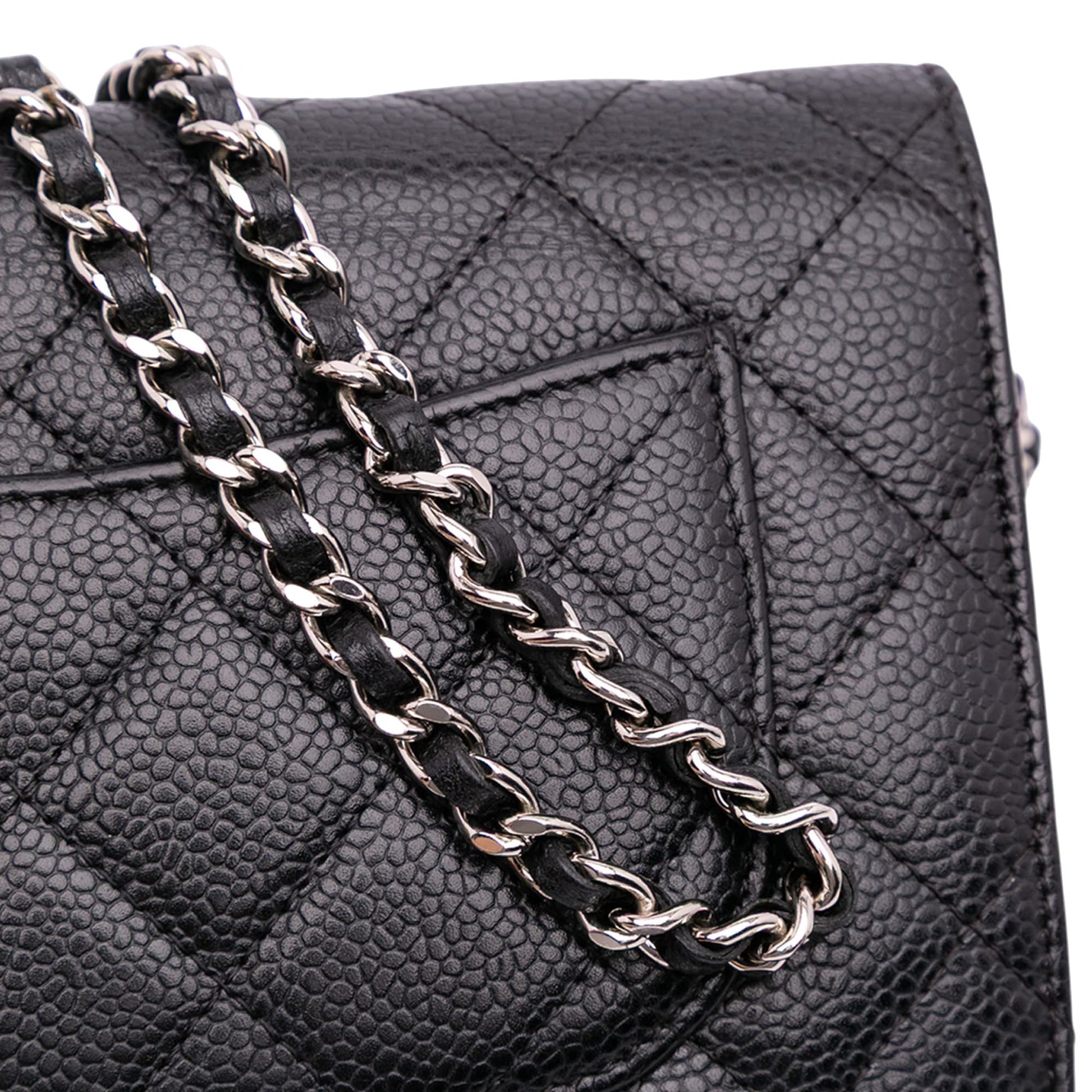 Second hand Chanel WOC Caviar Leather Quilted Flap Crossbody Black - Tabita Bags