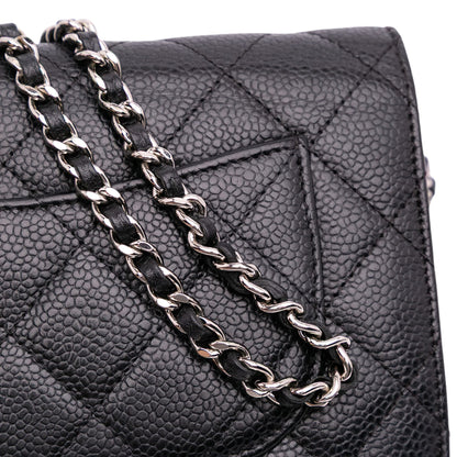 Second hand Chanel WOC Caviar Leather Quilted Flap Crossbody Black - Tabita Bags