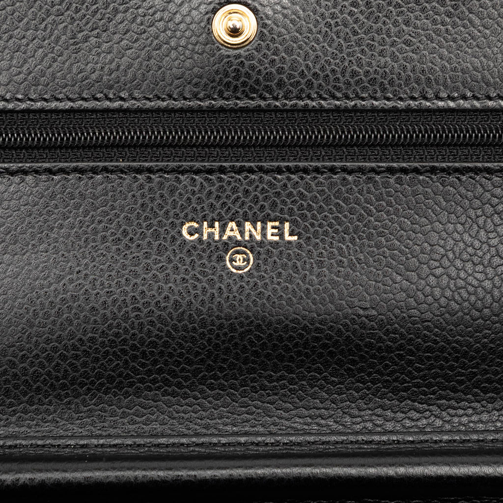 Second hand Chanel WOC Caviar Leather Quilted Flap Crossbody Black - Tabita Bags