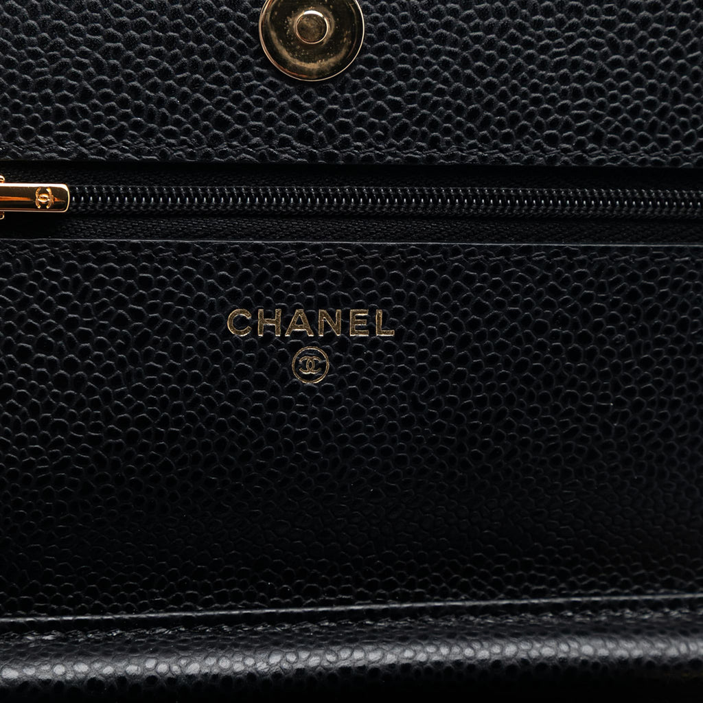 Second hand Chanel WOC Caviar Leather Quilted Flap Crossbody Black - Tabita Bags