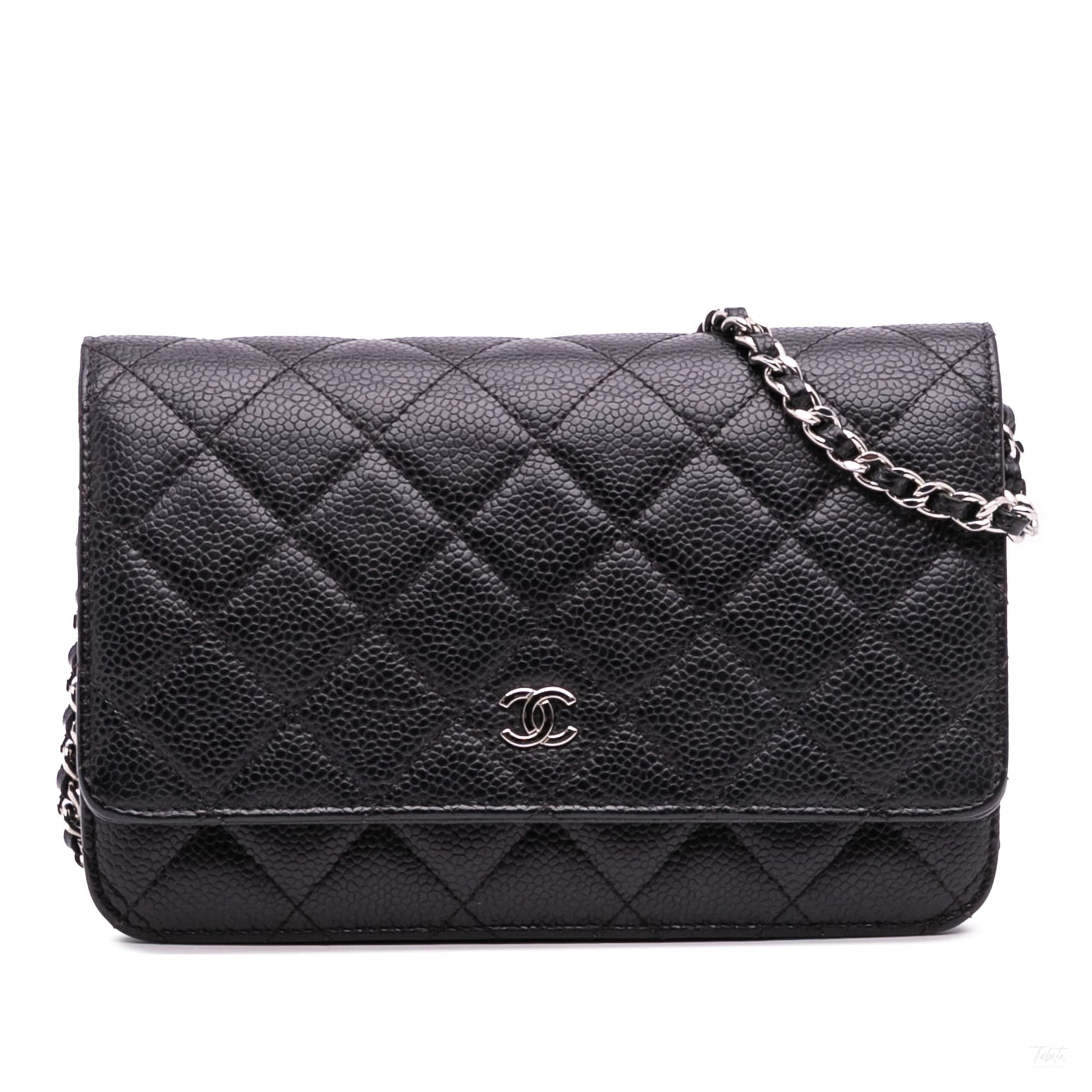 Second hand Chanel WOC Caviar Leather Quilted Flap Crossbody Black - Tabita Bags