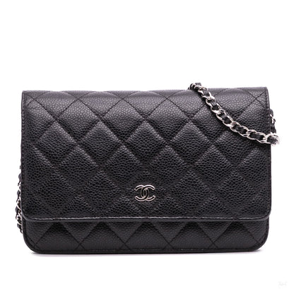 Second hand Chanel WOC Caviar Leather Quilted Flap Crossbody Black - Tabita Bags