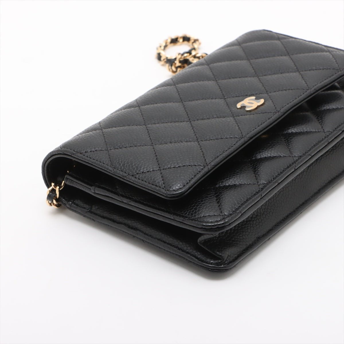 Second hand Chanel WOC Caviar Leather Quilted Flap Crossbody Black - Tabita Bags