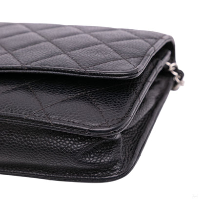 Second hand Chanel WOC Caviar Leather Quilted Flap Crossbody Black - Tabita Bags